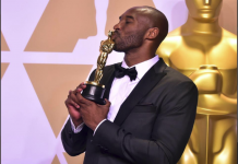 NBA Legend Kobe Bryant wins prize for best short animated film in Oscars 2018 kobe bryant kissing his oscars