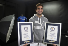 Cesc Fabregas recieves his second Guinness World Record for fastest player to reach 100 Premier League assists.